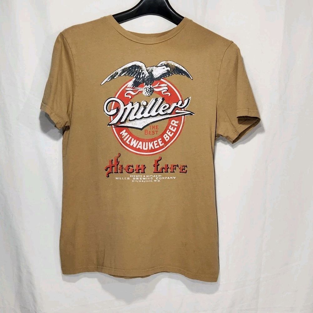 Miller High Life‎ Mens T-Shirt Medium Brown